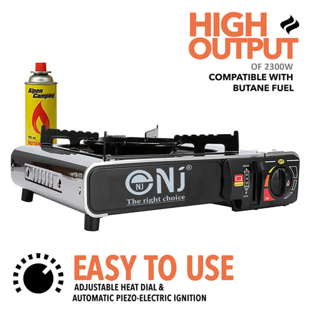 NJ-500 Portable Camping Gas Stove Single Burner Stainless Steel Outdoor