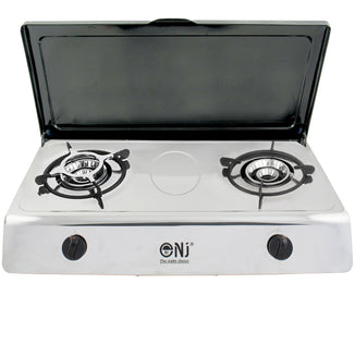 NJ SG-2 Double Burner Stainless Steel Camp Gas Stove Grill Plate