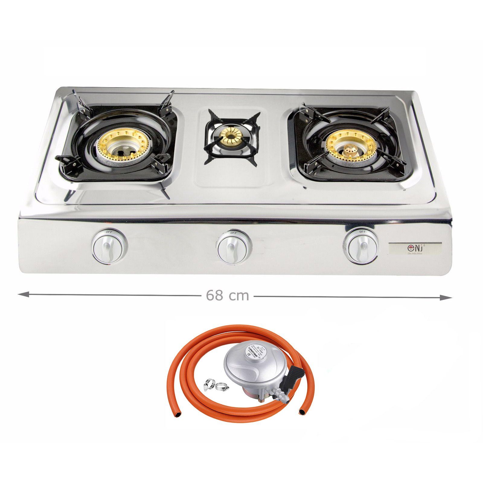 NJ NSD-3 Portable Gas Stove 3 Burners with Butane Regulator Clip-on