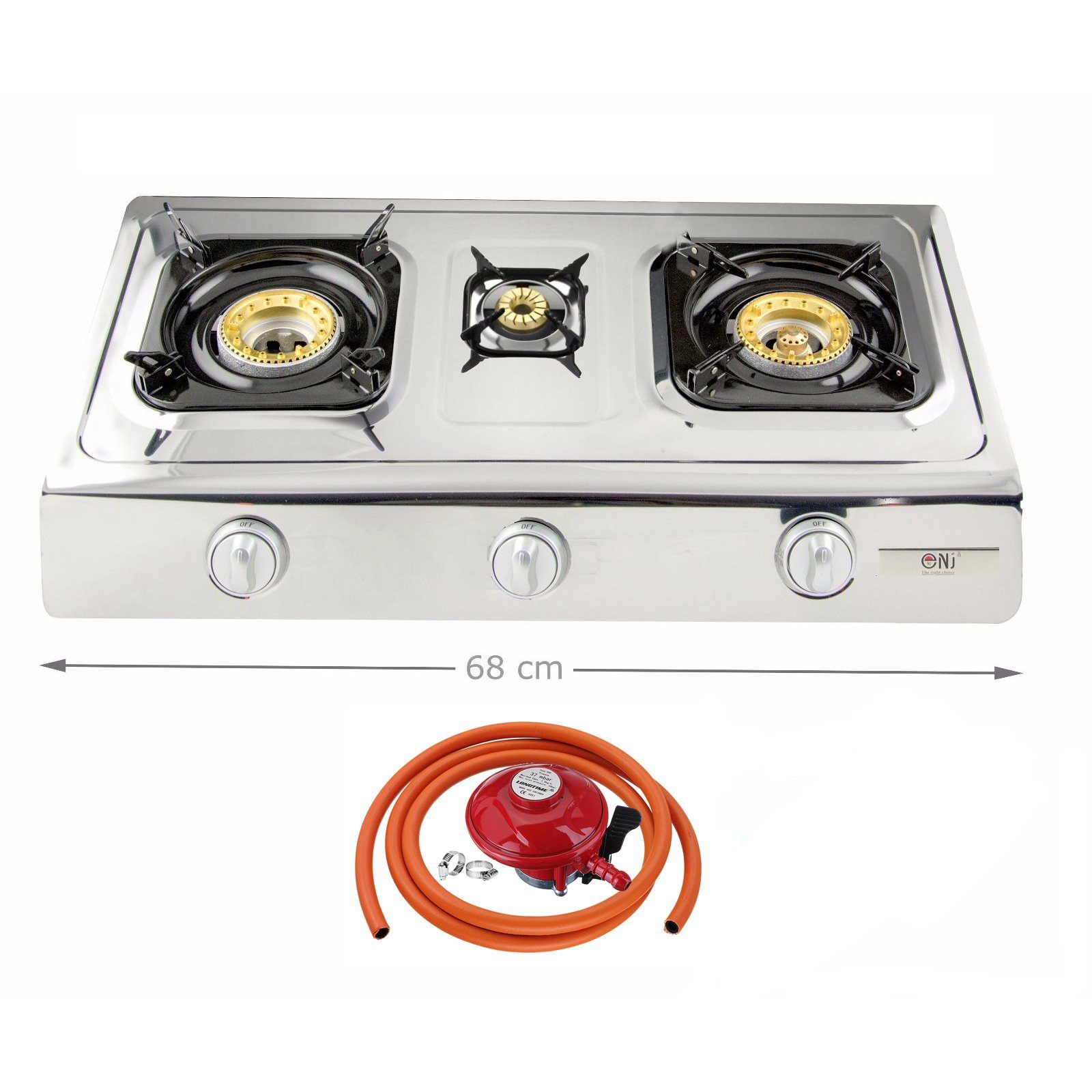 NJ NSD-3 Portable Gas Stove 3 Burners with Propane Regulator Clip-on