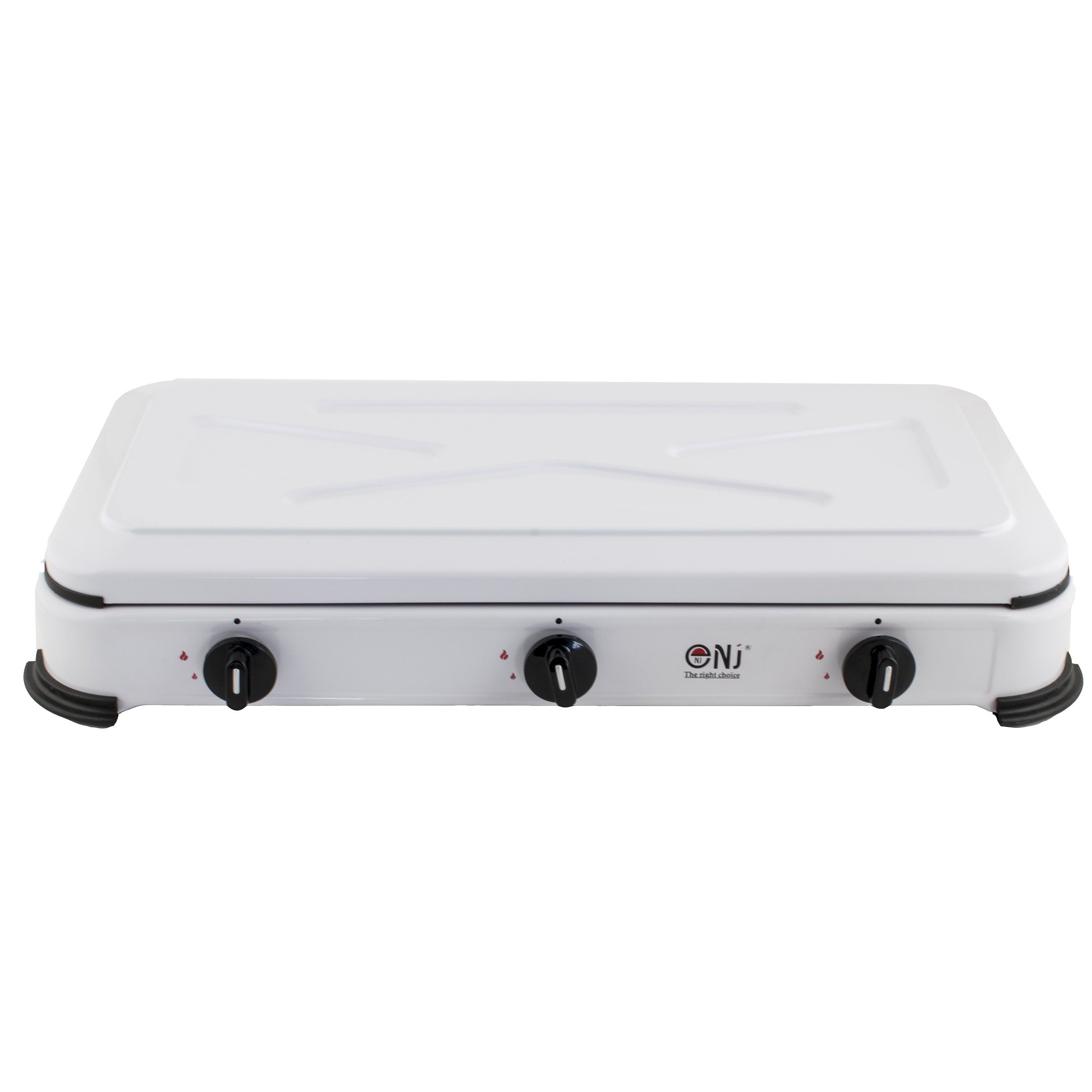 NJ-03 Compact Gas Stove 3 Burners Enamel Lid LPG