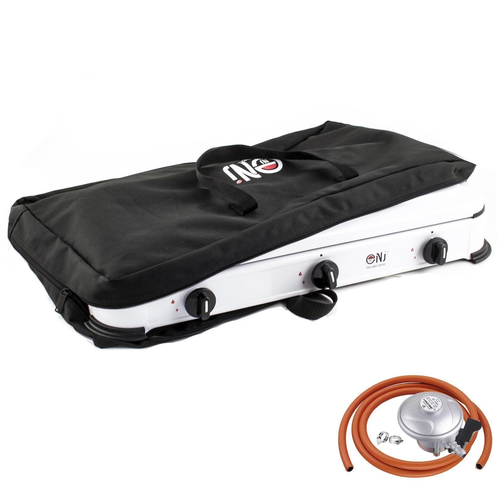NJ-03 Outdoor Camping Gas Stove 3 Burners with Carry Bag and Butane Regulator Clip-on