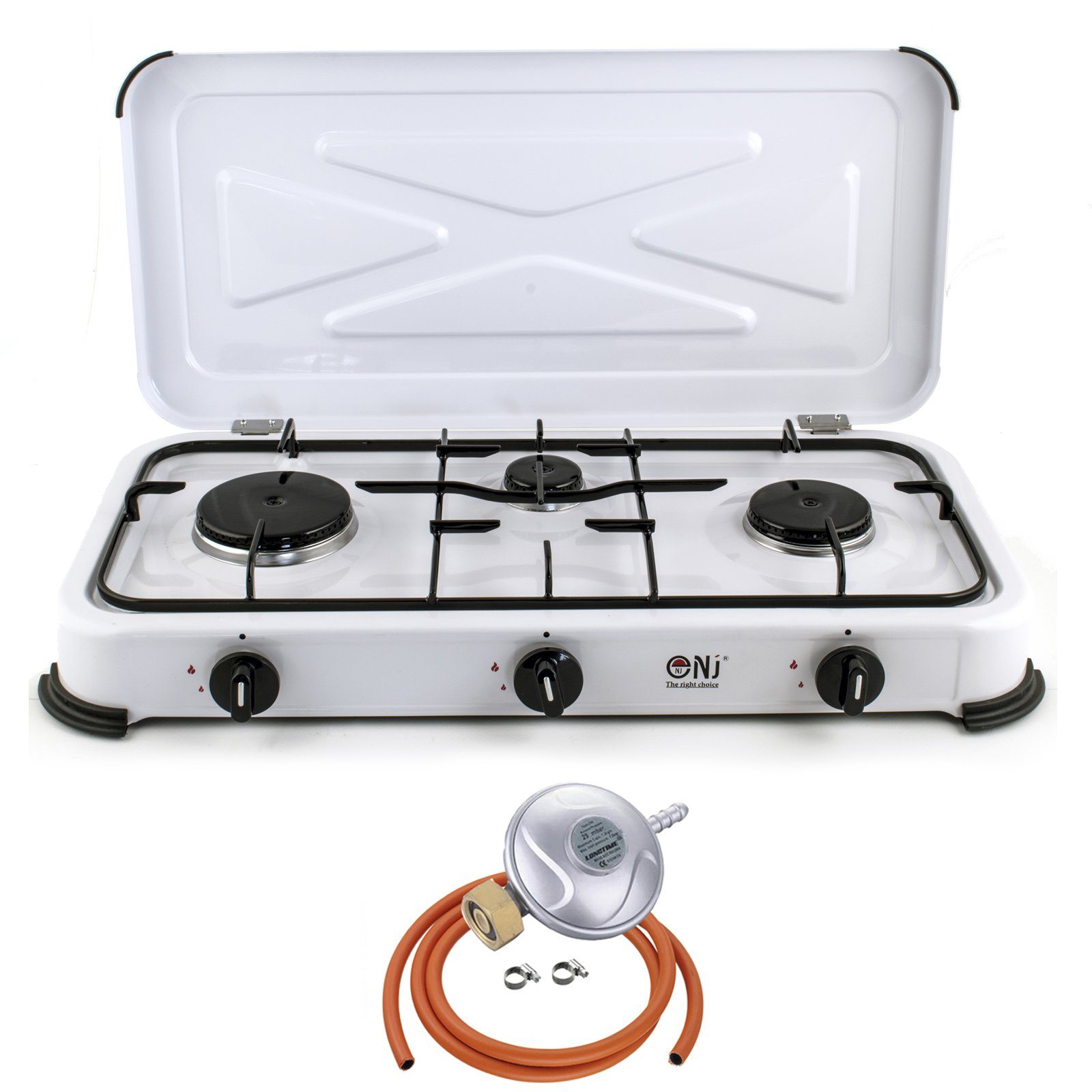 NJ-03 Outdoor Camping Gas Stove 3 Burners with Butane Regulator Screw-on