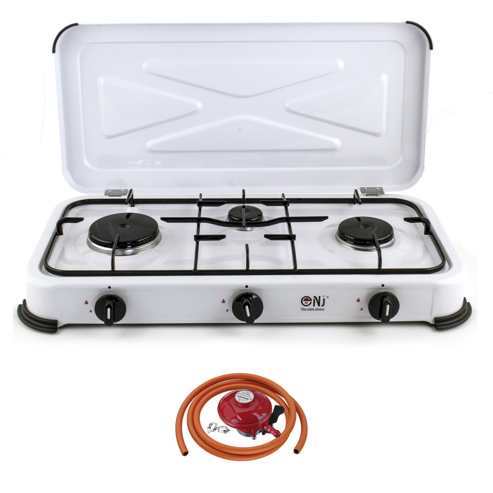 NJ-03 Outdoor Camping Gas Stove 3 Burners with Propane Regulator Clip-on
