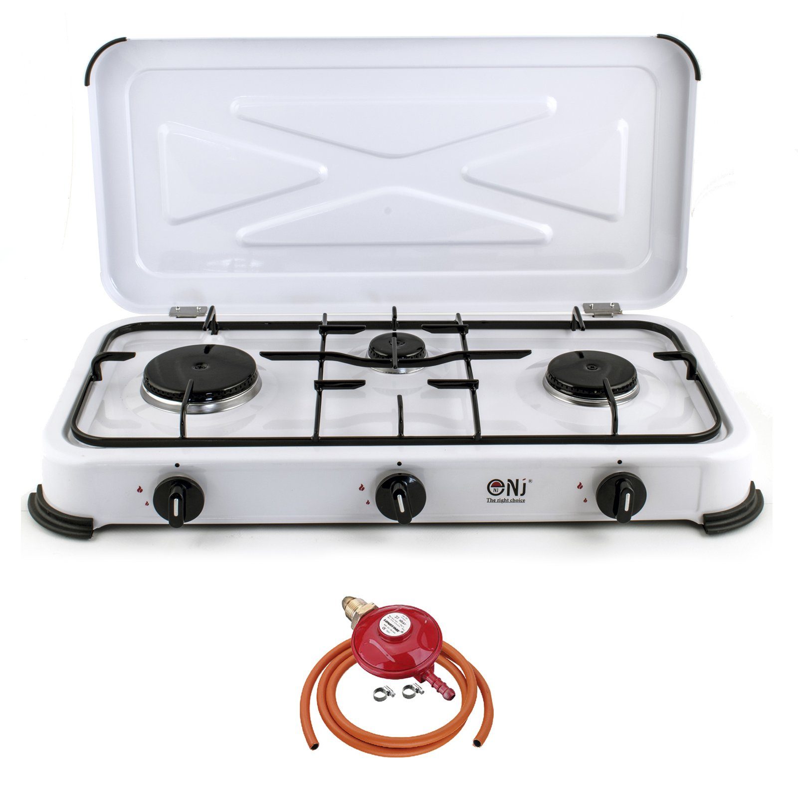 NJ-03 Outdoor Camping Gas Stove 3 Burners with Propane Regulator Screw-on