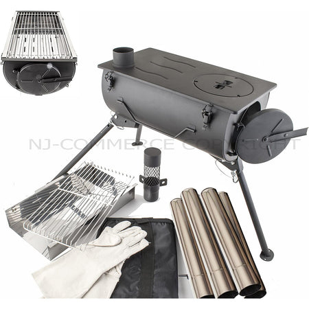 NJ Camping Wood Burning Stove with Grill  Portable BBQ Outdoor